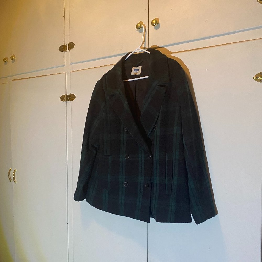 Old Navy Wool Blend Plaid P-Coat - Picture 4 of 12